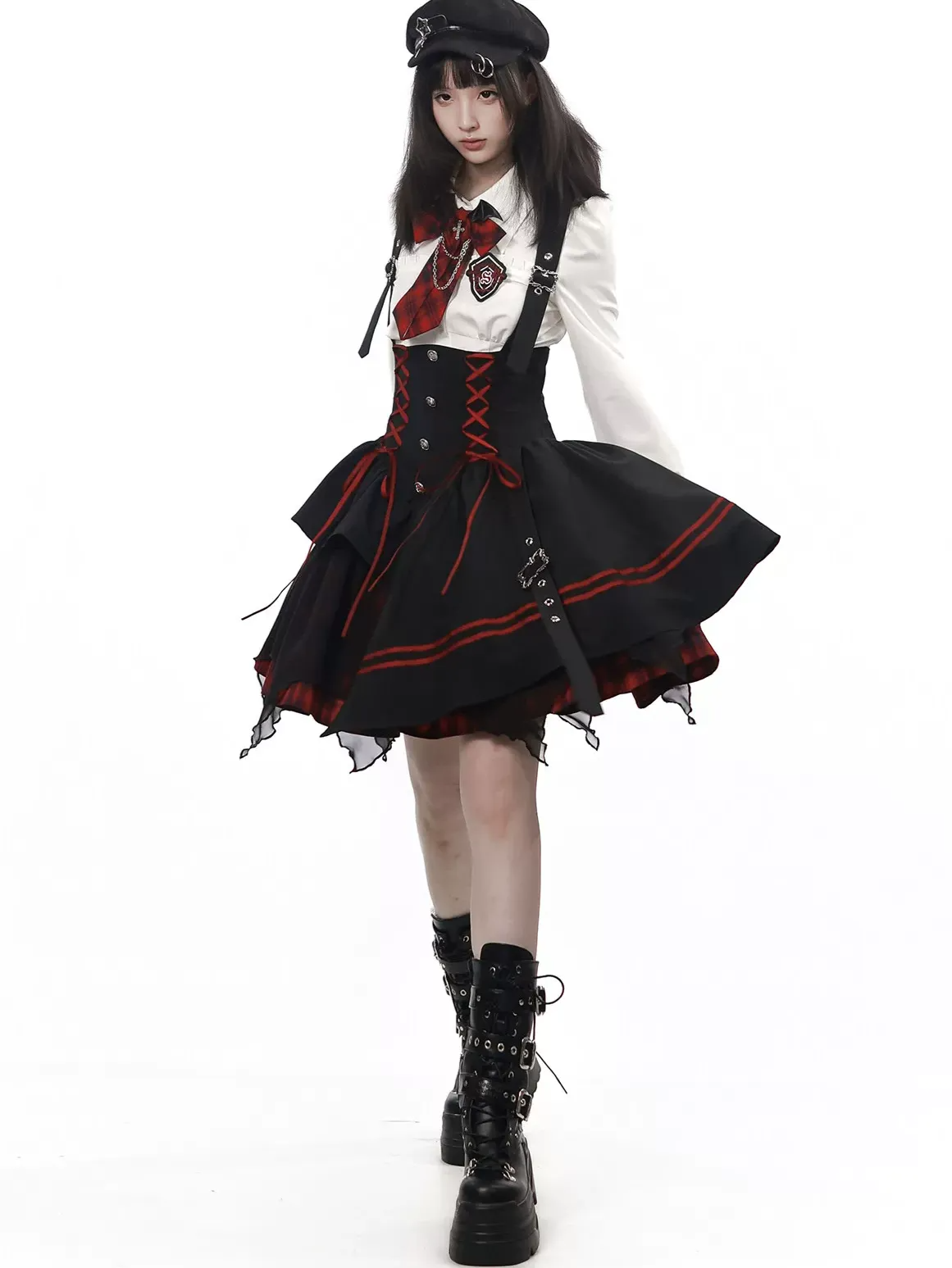 Gothic Puff-Sleeve Blouse Dress