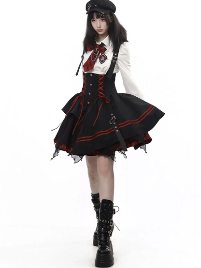 Gothic Puff-Sleeve Blouse Dress