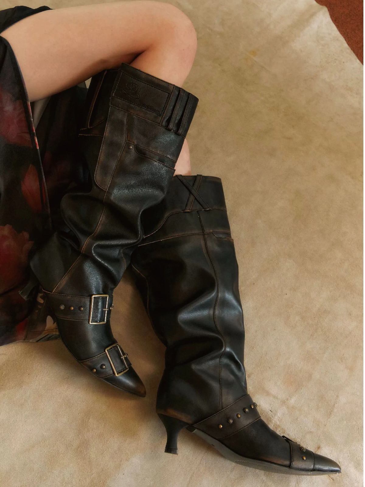 Gebürstete Slouchy-Kniehohe Stiefel
