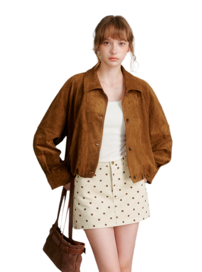 Faux Suede Relaxed Short Jacket