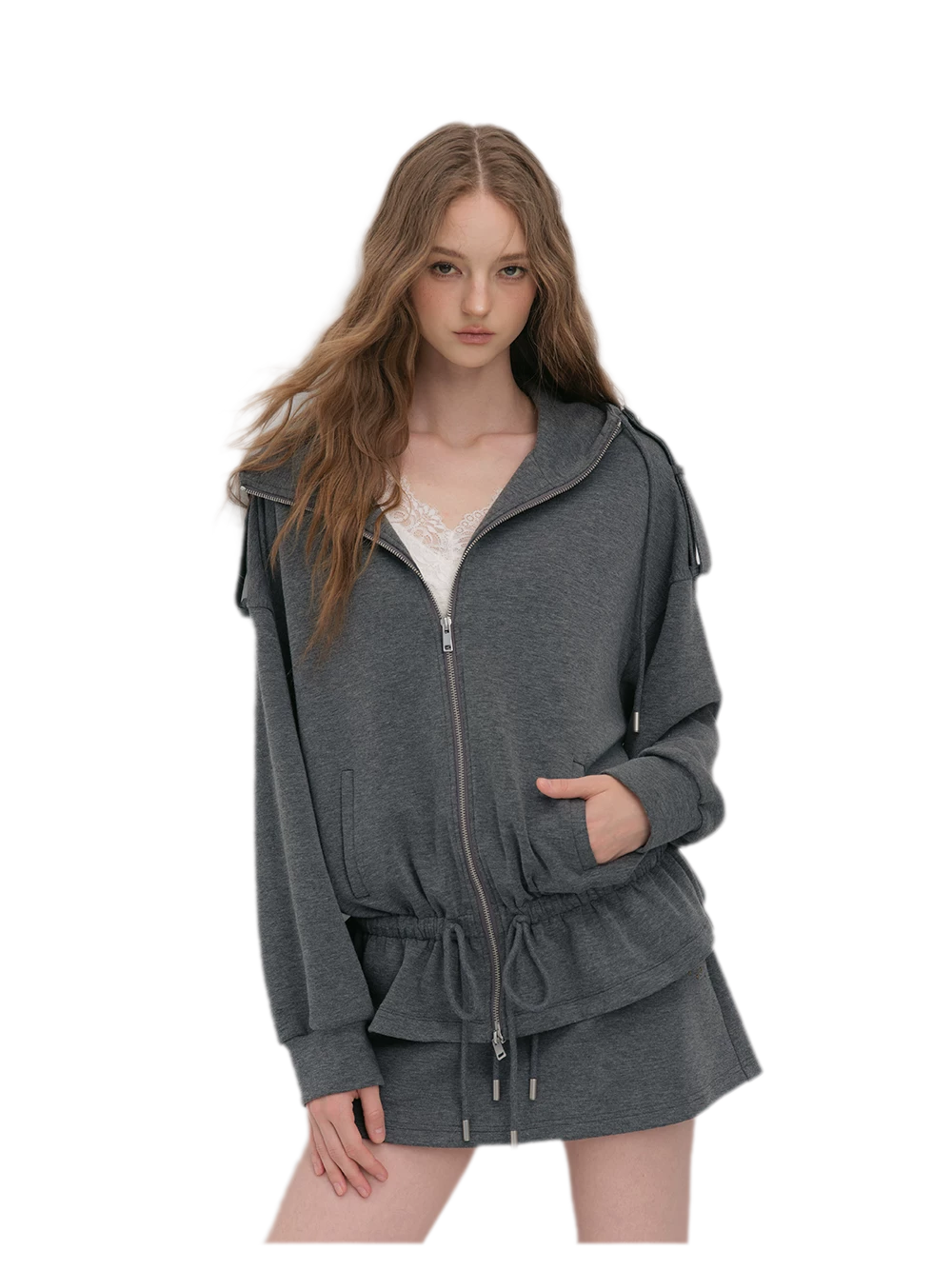 Air-Layer Hooded Skirt Set