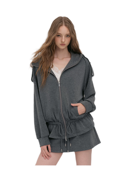 Air-Layer Hooded Skirt Set