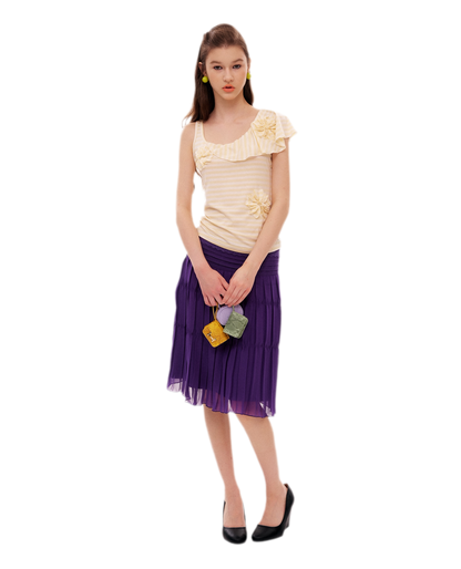 Dimensional Floral Asymmetric Tank Top