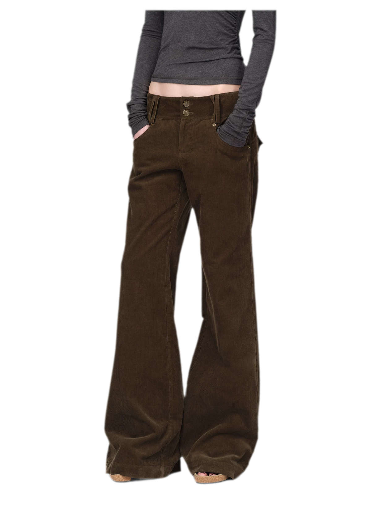 Washed Corduroy Wide-Leg Trousers
