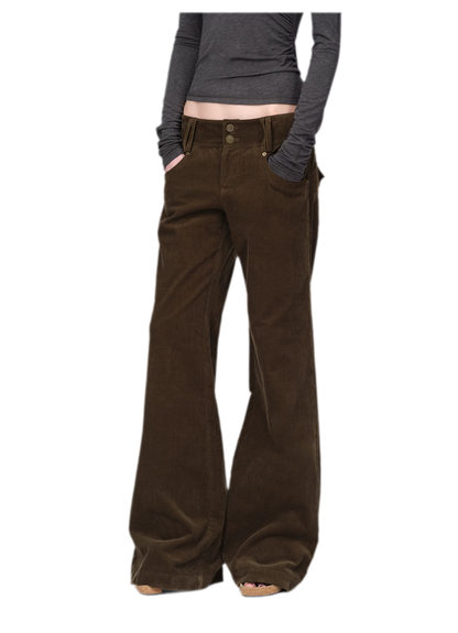 Washed Corduroy Wide-Leg Trousers