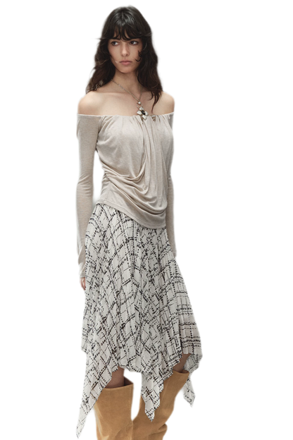 Tencel Wool Off-Shoulder Top