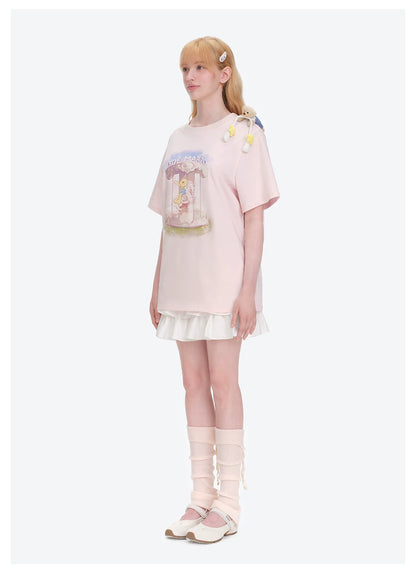 Carousel Print Loose T-shirt