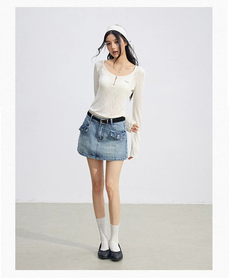 Ice Silk Hollow Knit Top