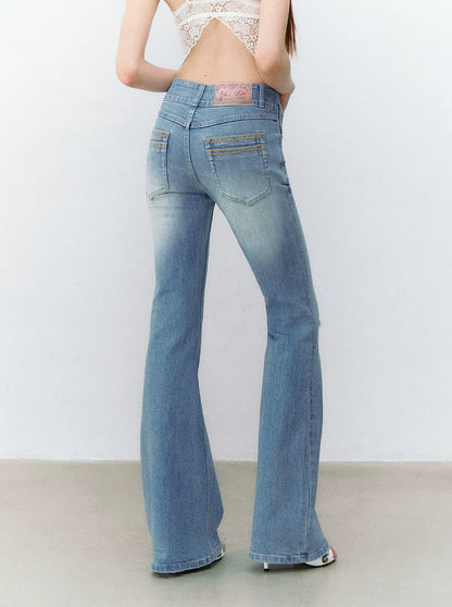 Model Vintage Washed Slim Flared Jeans