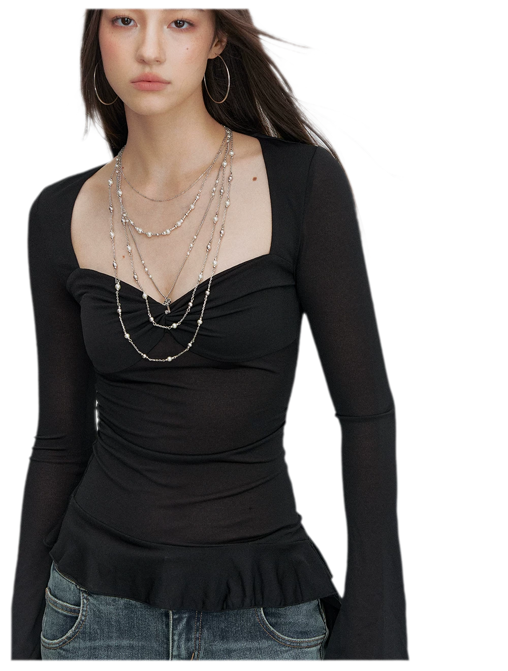 Twist Peplum Long Sleeve Top