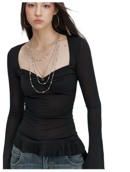 Twist Peplum Long Sleeve Top