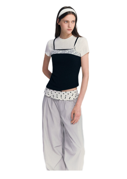 Lace Trim Layered Tee