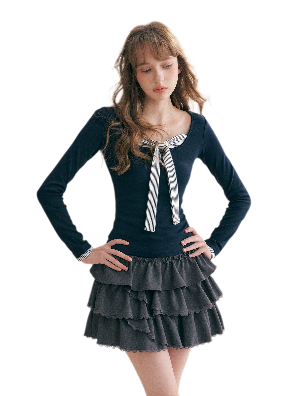 Layered Ruffle A-Line Skirt