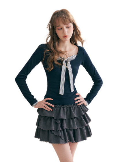 Layered Ruffle A-Line Skirt