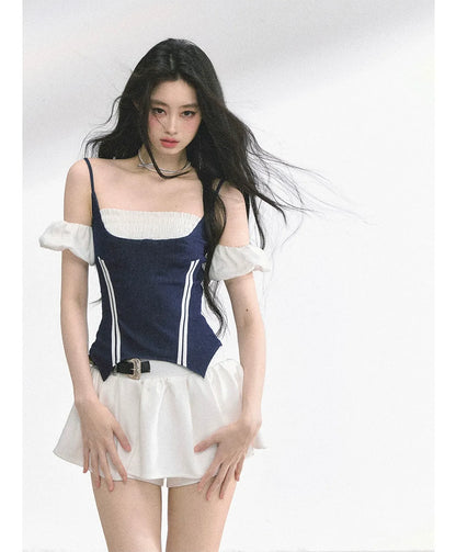 Corset Waist Puff Top