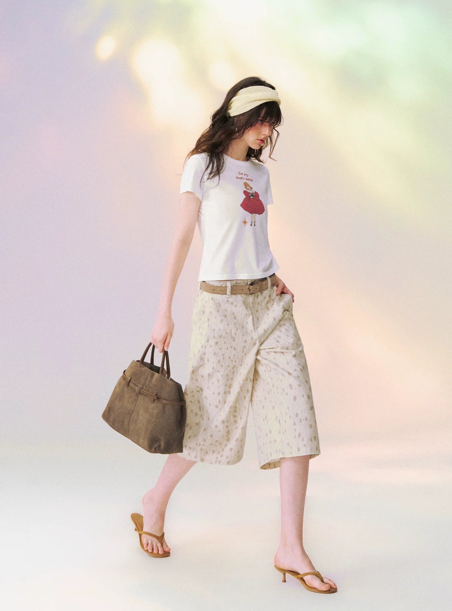 Spotted Deer Denim Mid-Length Shorts