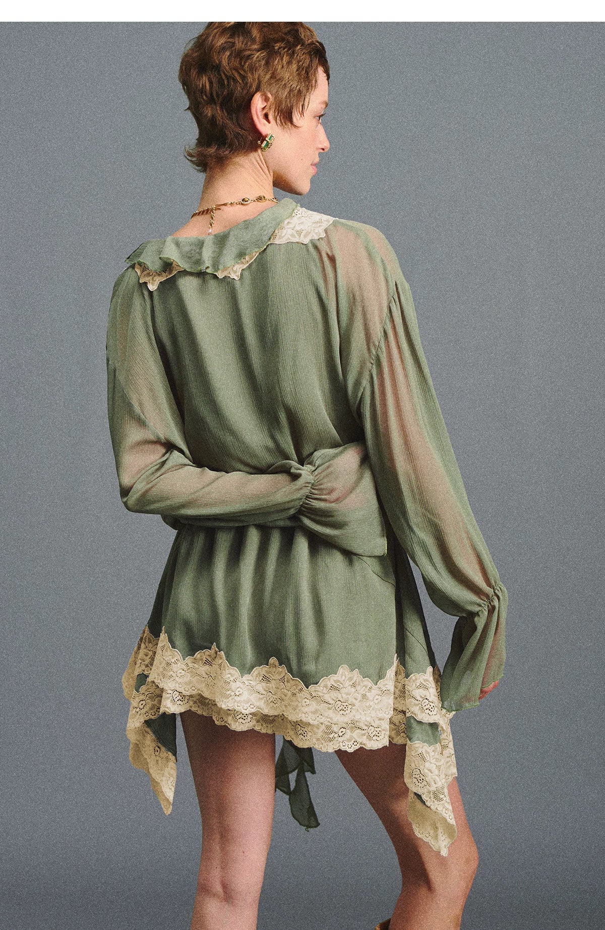 Vintage Moss Green Lace Dress