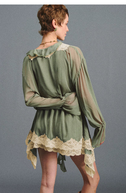 Vintage Moss Green Lace Dress