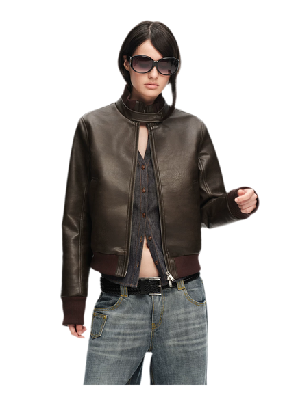 Matte Cropped Biker Jacket
