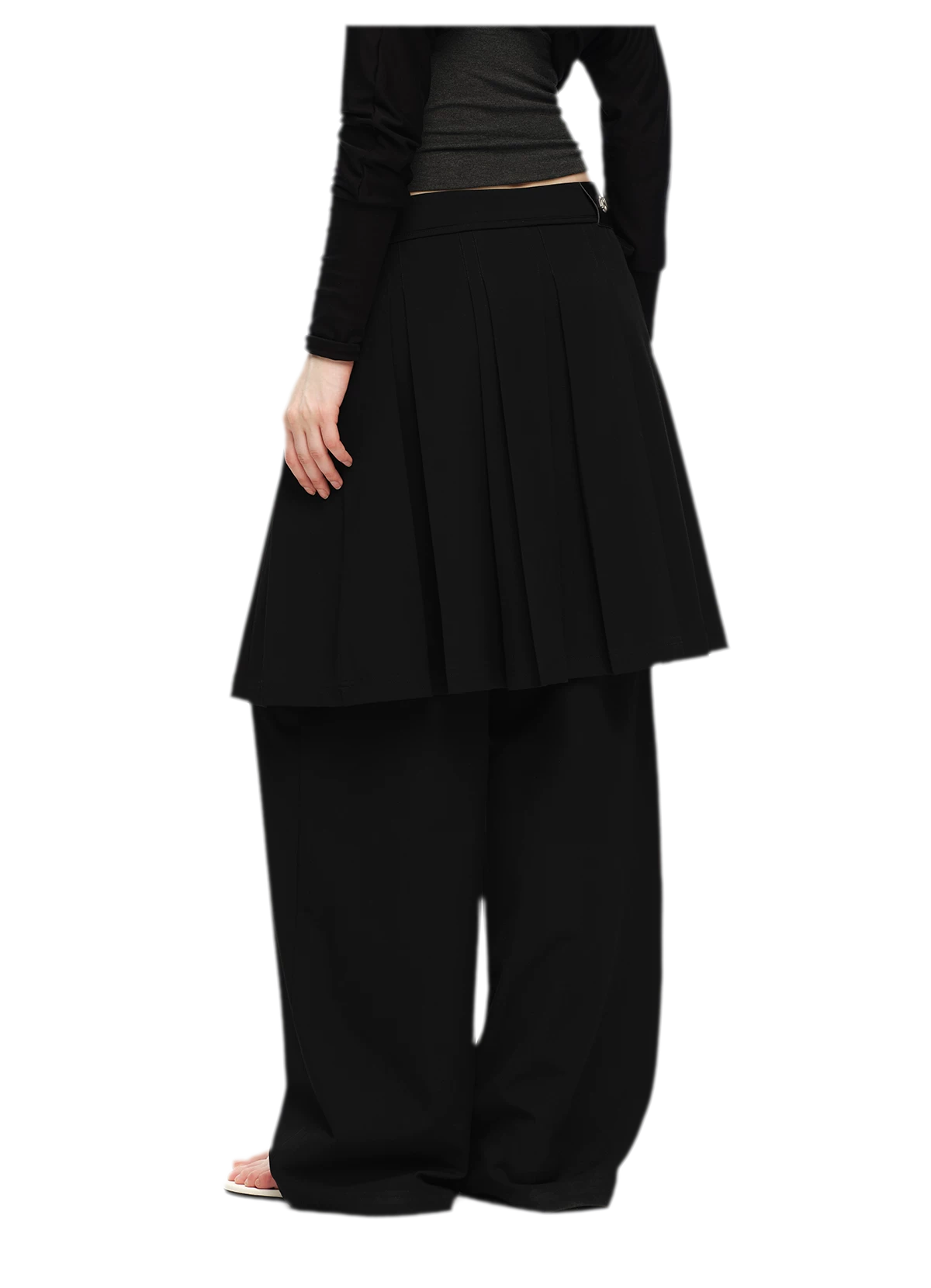 Pleated Layered Skirt Pants