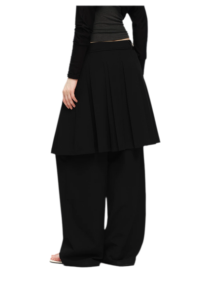 Pleated Layered Skirt Pants