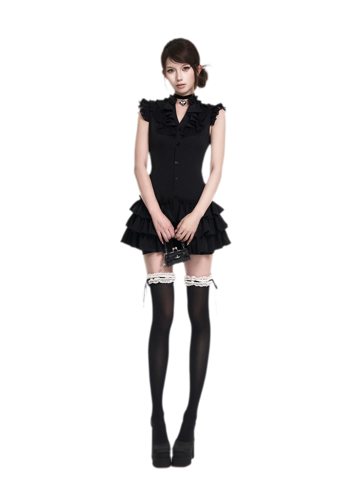 Lace Ruffle Dress Set