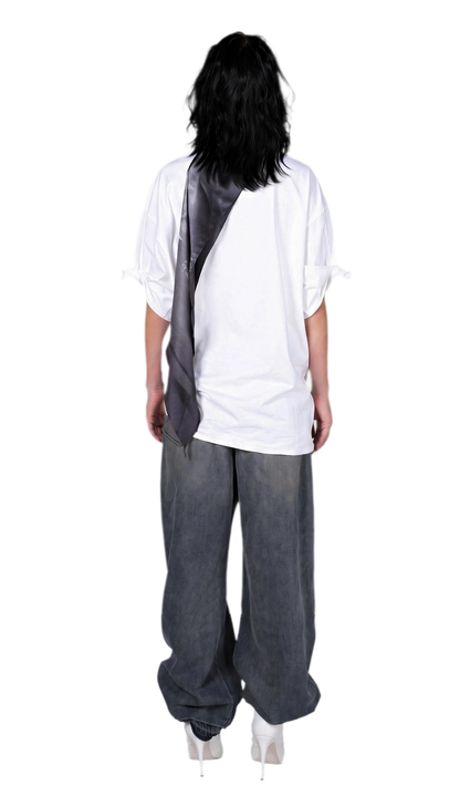 Graphic Scarf Detail Loose T-Shirt