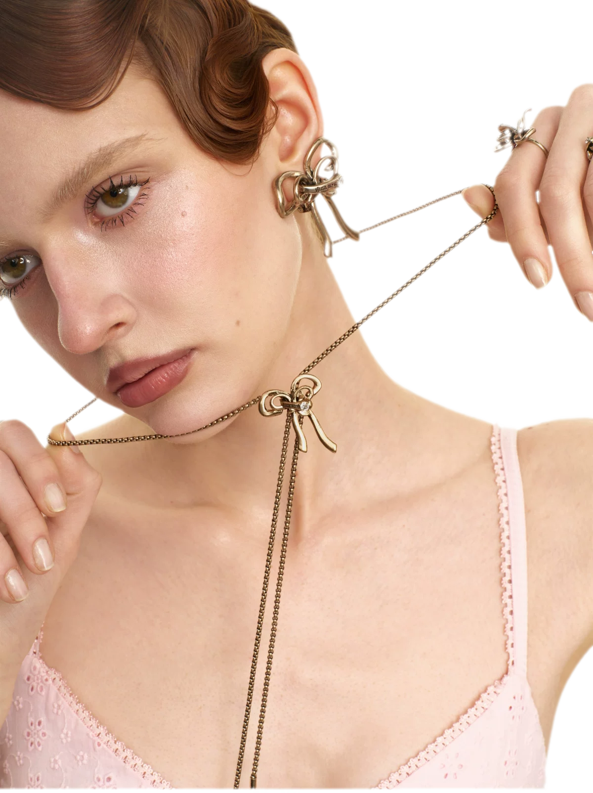 Vintage Rhinestone Bow Necklace