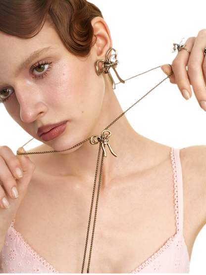 Vintage Rhinestone Bow Necklace