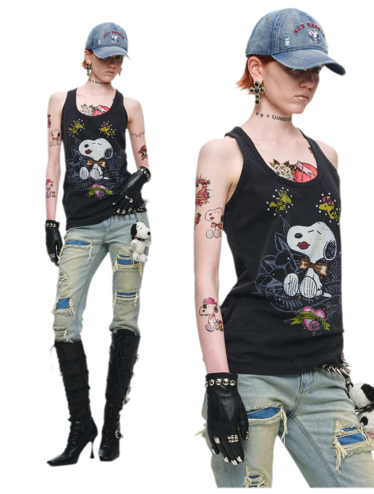 Distressed Washed Denim Baseball Cap
