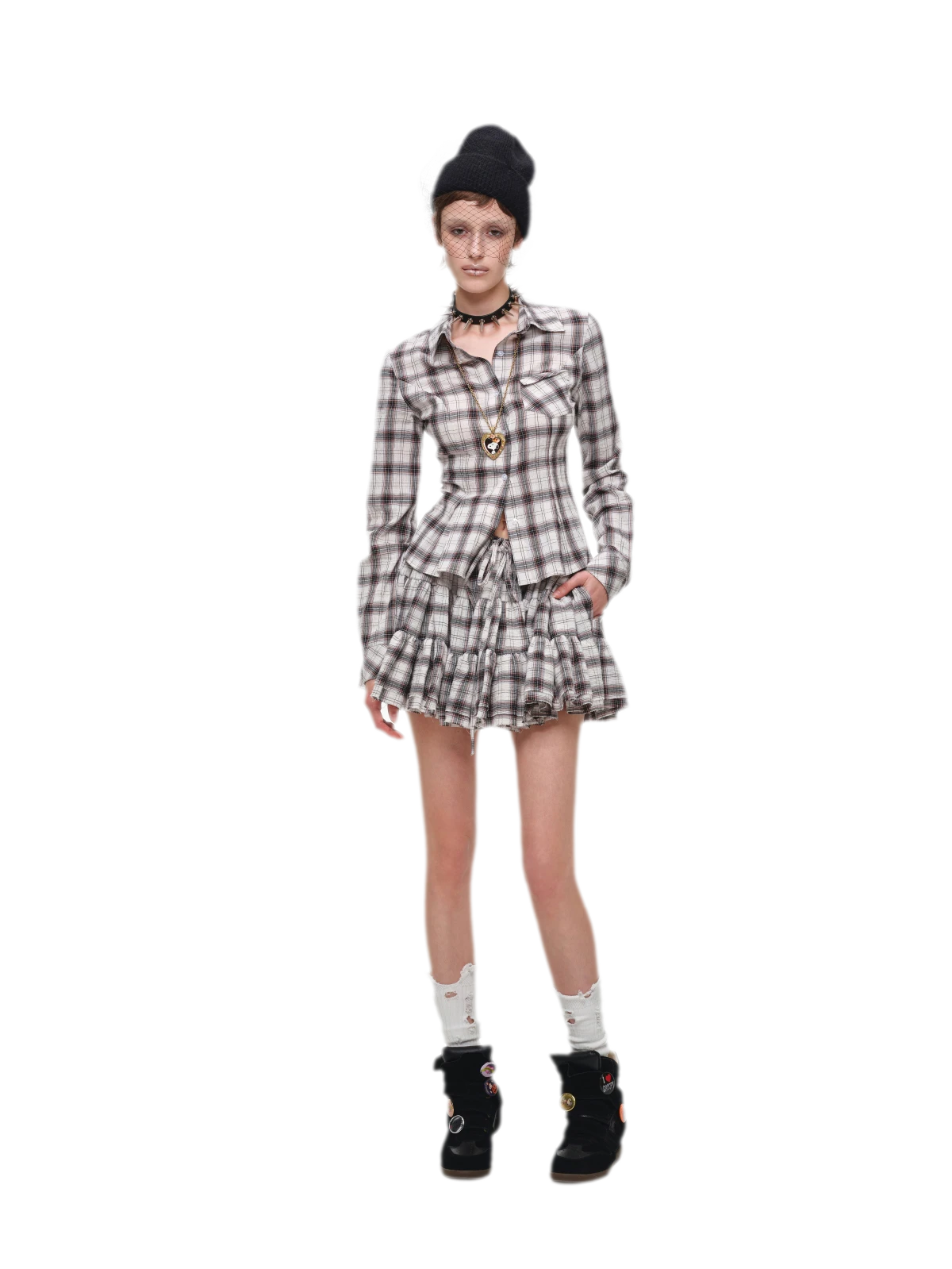 Plaid Tiered Skirt Set