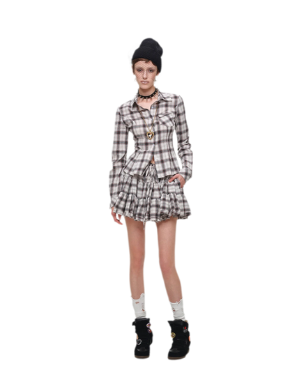 Plaid Tiered Skirt Set