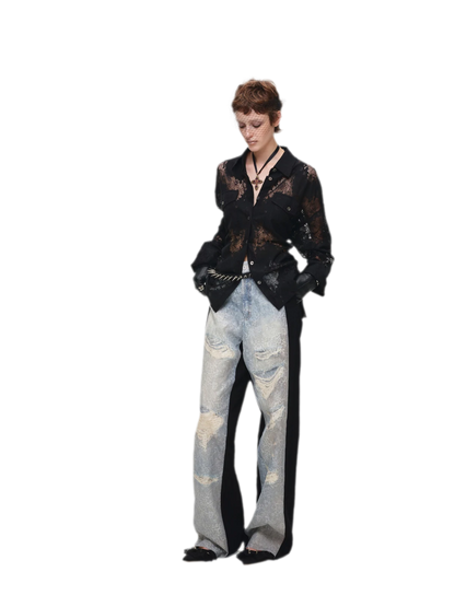 Washed Lace Straight Pants