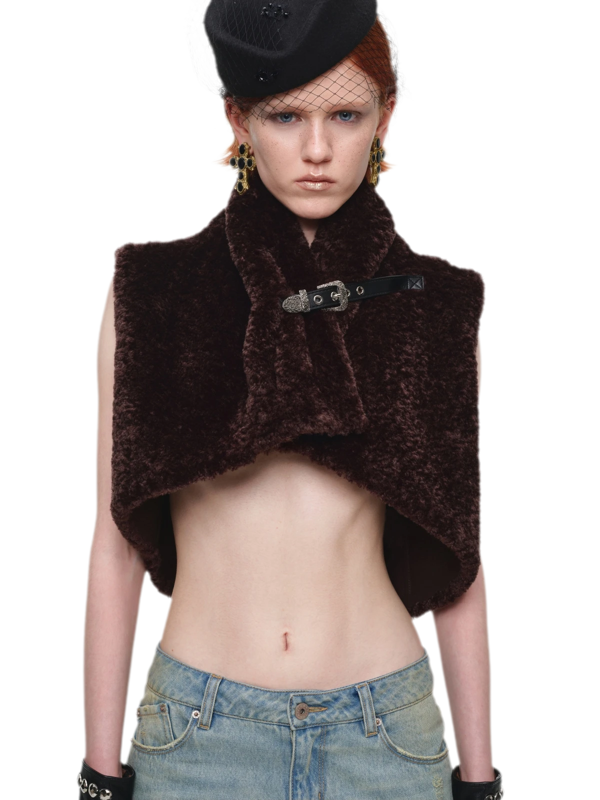 Belted Leopard Faux Fur Vest