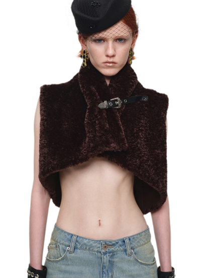 Belted Leopard Faux Fur Vest