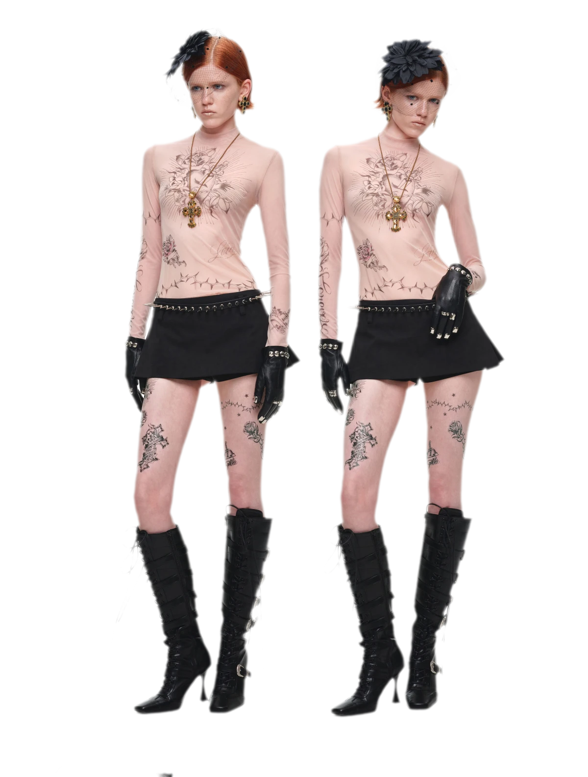 Tattoo Print Mesh Top
