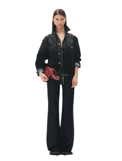 Washed Brushed Gradient Denim Jacket