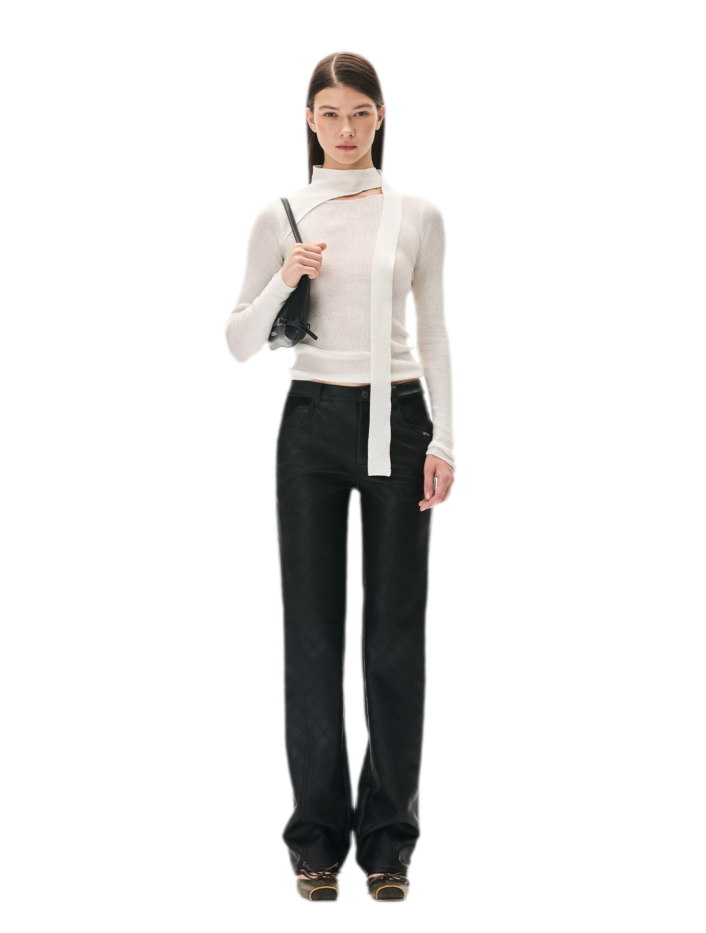 Diamond-Quilted Straight-Leg Pants