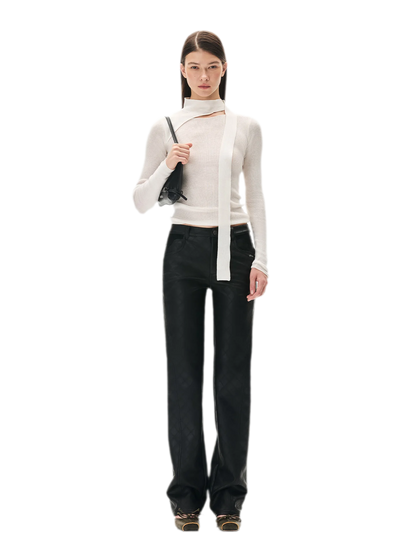 Diamond-Quilted Straight-Leg Pants