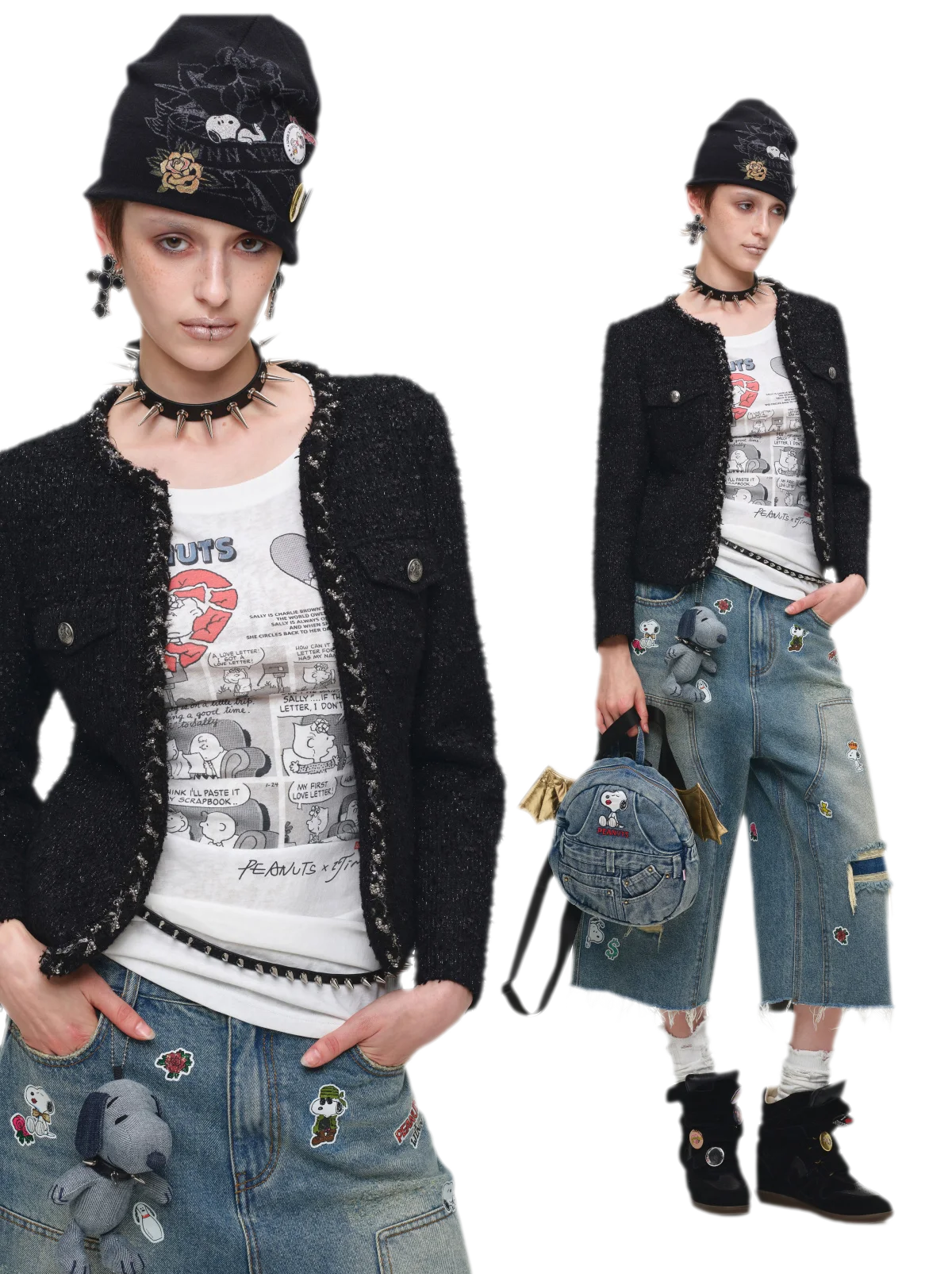 Washed Distressed Cropped Jeans