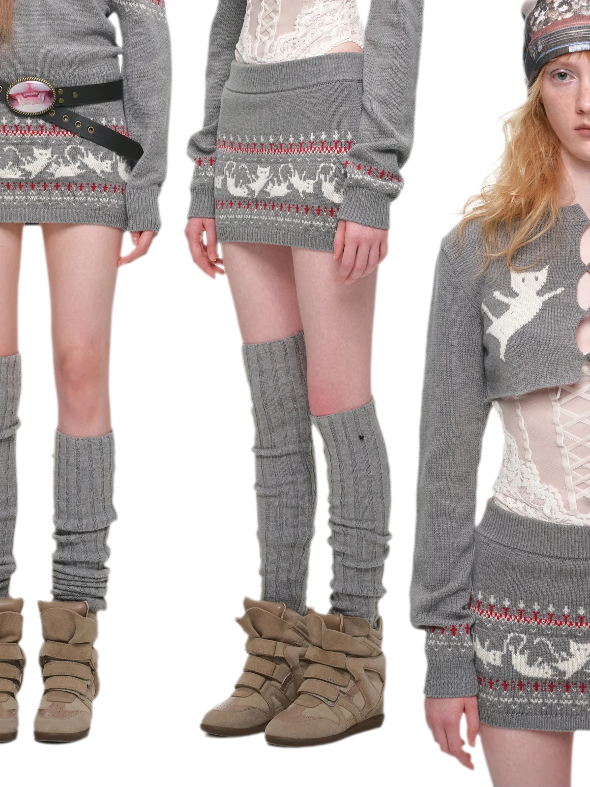 Ensemble en maille court Fair Isle