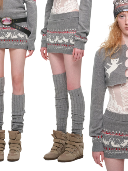 Ensemble en maille court Fair Isle