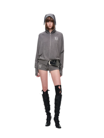 Brushed Knit Batwing Hoodie Set