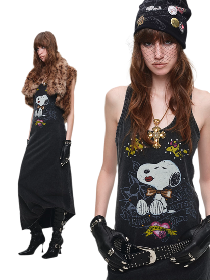 Washed Print Tank Dress