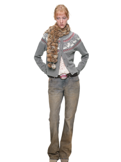 Gilet à motif chat Fair Isle
