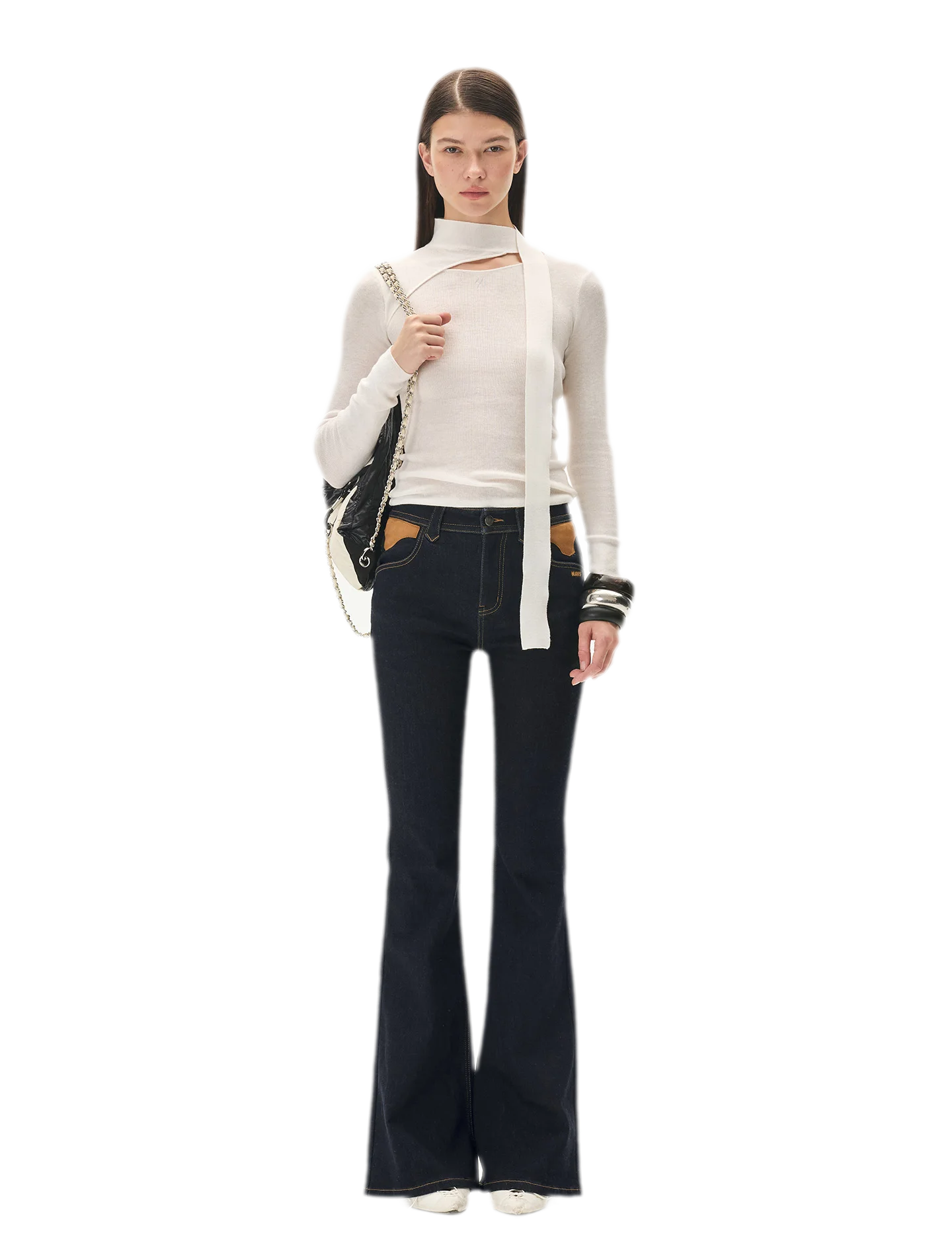 Wool Twill Slim Flare Jeans