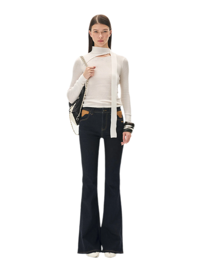 Wool Twill Slim Flare Jeans