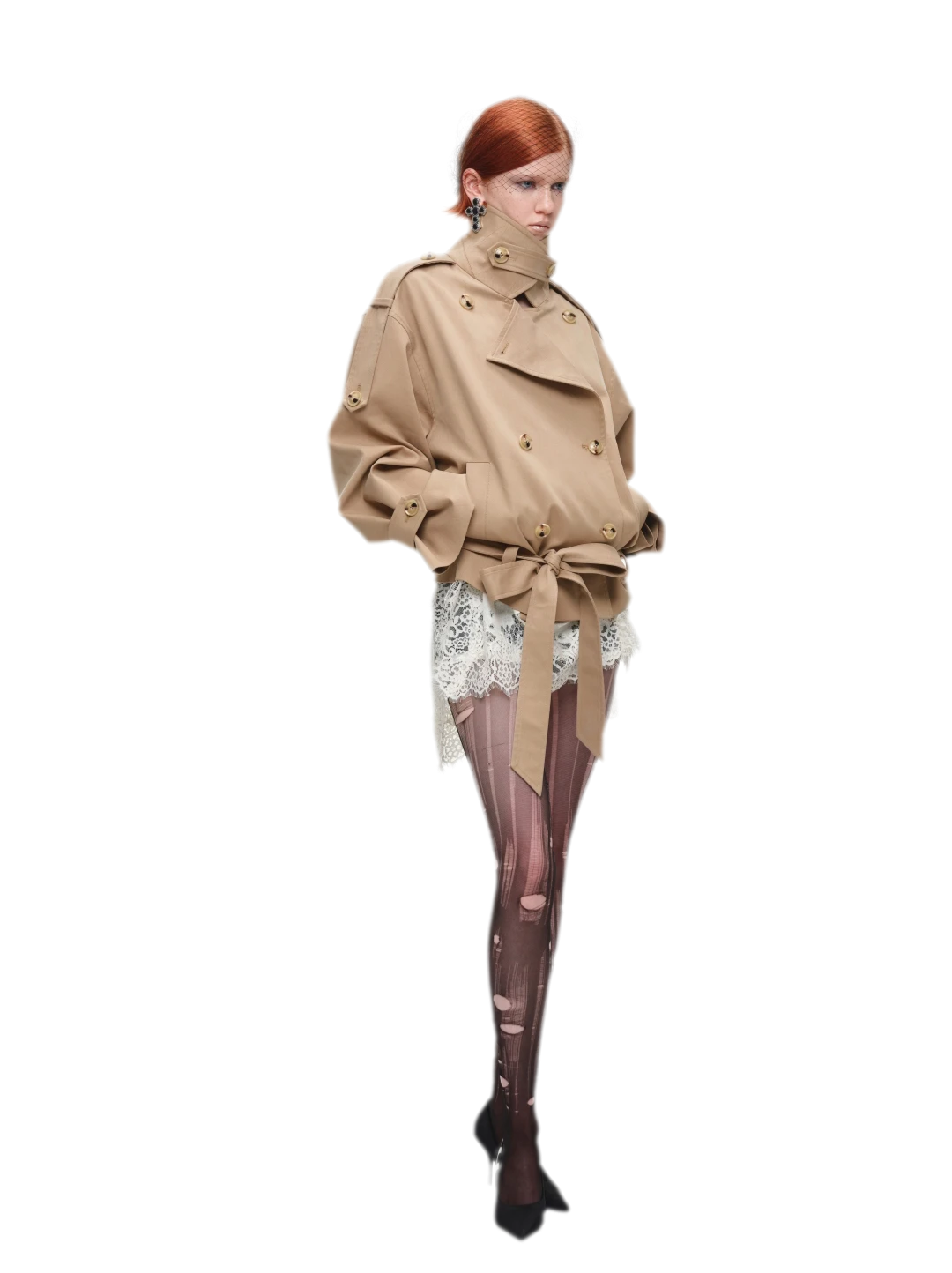Double-Breasted Belted Trench Coat