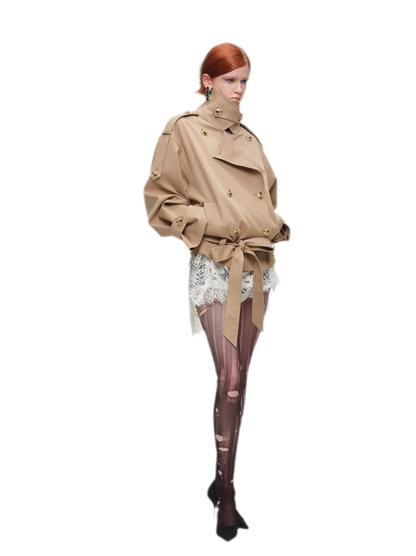 Double-Breasted Belted Trench Coat