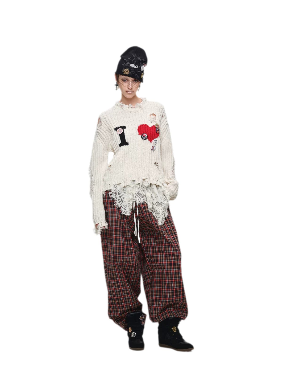 골지 디스트레스드 풀오버 스웨터